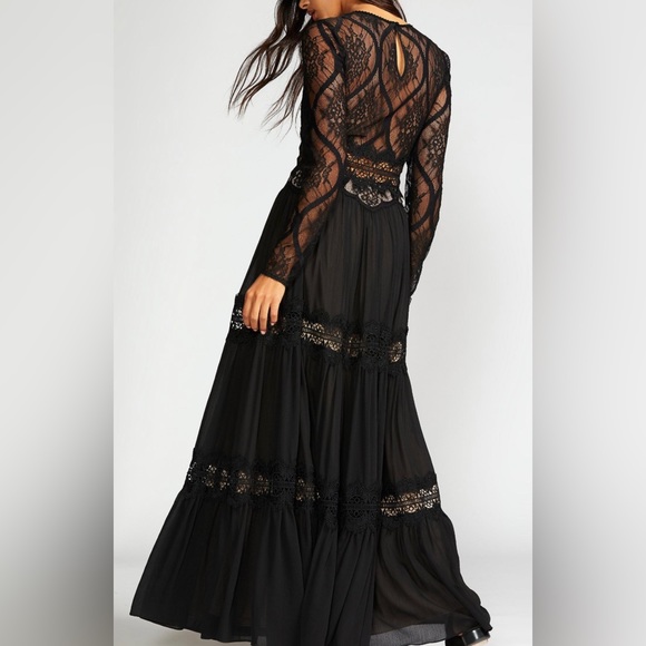 Free People Goth Shadow Lace Maxi Dress NWT - Picture 2 of 3
